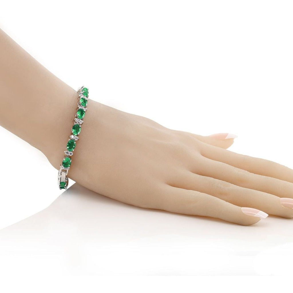 Tennis Emerald Green Cubic Zirconia American Diamond Bracelet Bulk
