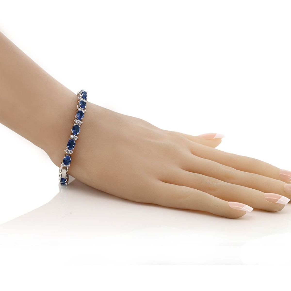 Tennis Blue Sapphire Cubic Zirconia American Diamond Bracelet Bulk