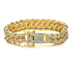 Hip Hop Iced Out Curb Cuban Cubic Zirconia Chunky Gold Bracelet Bulk