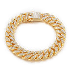 Hip Hop Iced Out Curb Cuban Cubic Zirconia Chunky Gold Bracelet Bulk