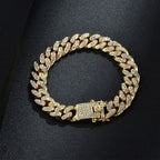 Hip Hop Iced Out Curb Cuban Cubic Zirconia Chunky Gold Bracelet Bulk