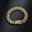Hip Hop Iced Out Curb Cuban Cubic Zirconia Chunky Gold Bracelet Bulk