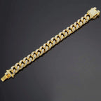 Hip Hop Iced Out Curb Cuban Cubic Zirconia Chunky Gold Bracelet Bulk