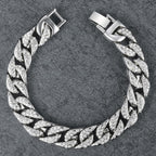 Hip Hop Iced Out Cuban Curb Rhinestone CZ Silver Bracelet Bulk