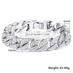 Hip Hop Iced Out Cuban Curb Rhinestone CZ Silver Bracelet Bulk