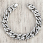 Hip Hop Iced Out Cuban Curb Rhinestone CZ Silver Bracelet Bulk