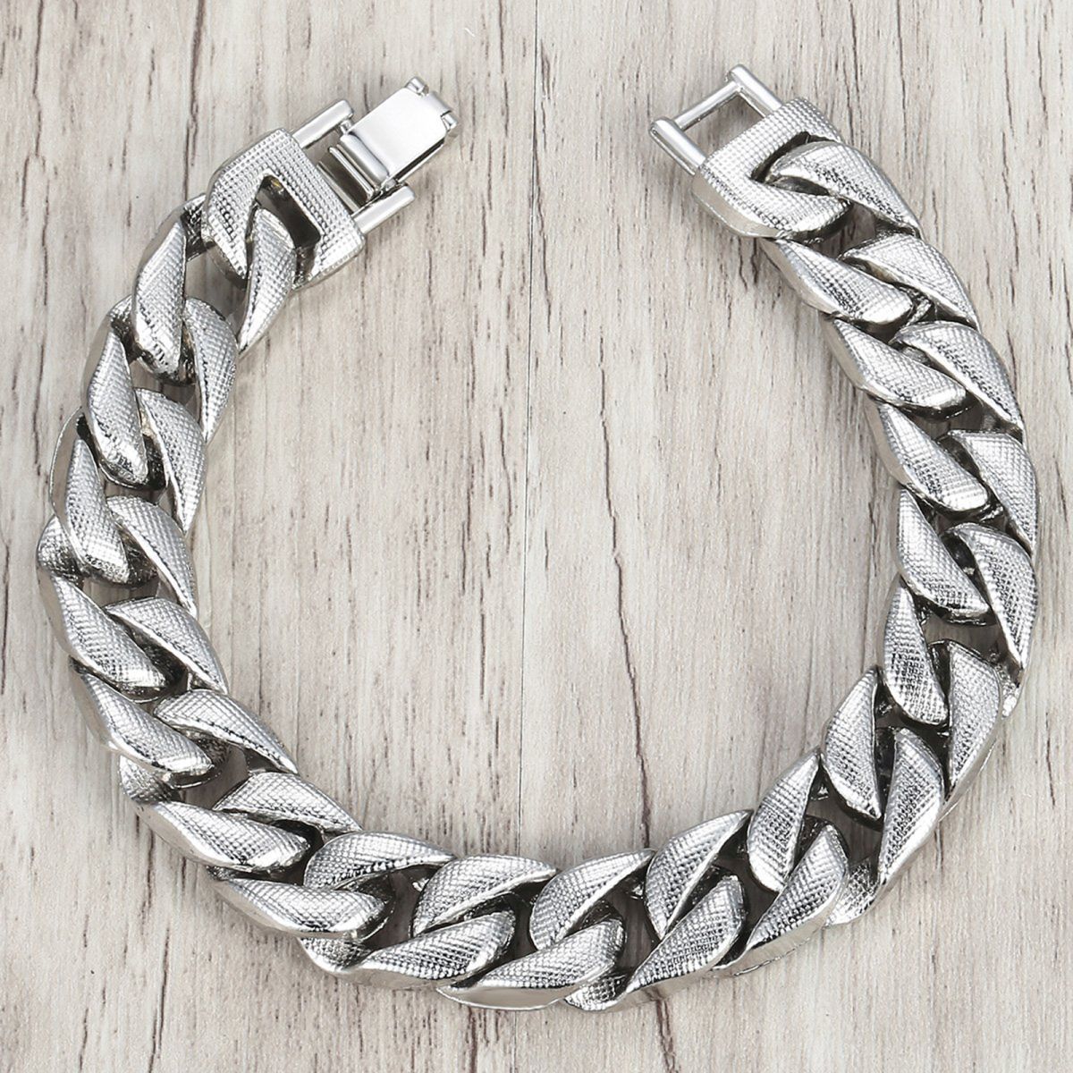 Hip Hop Iced Out Cuban Curb Rhinestone CZ Silver Bracelet Bulk