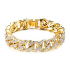 Hip Hop Iced Out Cuban Curb Rhinestone CZ Gold Bracelet Bulk