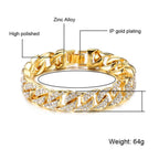 Hip Hop Iced Out Cuban Curb Rhinestone CZ Gold Bracelet Bulk