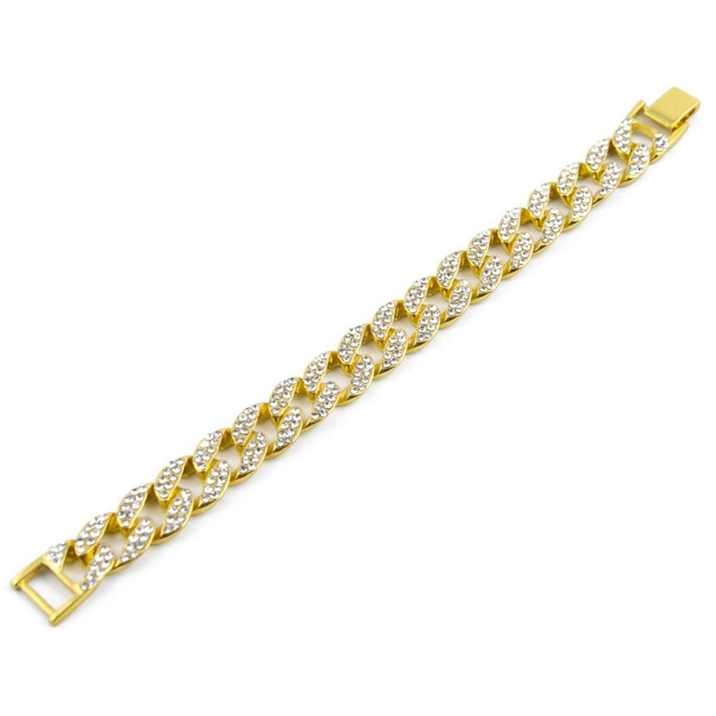 Hip Hop Iced Out Cuban Curb Rhinestone CZ Gold Bracelet Bulk