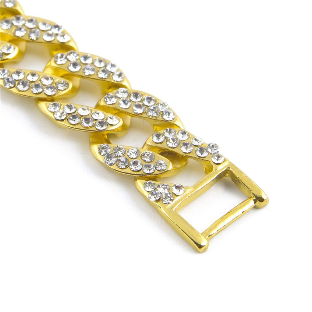 Hip Hop Iced Out Cuban Curb Rhinestone CZ Gold Bracelet Bulk