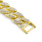 Hip Hop Iced Out Cuban Curb Rhinestone CZ Gold Bracelet Bulk