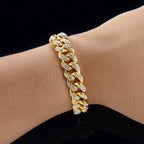 Hip Hop Iced Out Cuban Curb Rhinestone CZ Gold Bracelet Bulk