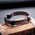 Brown Triple Layer Braided Rope Leather Wrist Band Wrap Bracelet Bulk
