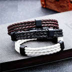 Brown Triple Layer Braided Rope Leather Wrist Band Wrap Bracelet Bulk