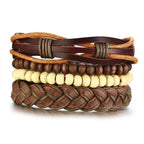 Stackable Strand Brown Tibetan Bead Leather Wrist Band Bracelet Bulk