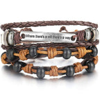 Layer Strand Beaded Braided Leather Wrist Band Wrap A Bracelet Bulk