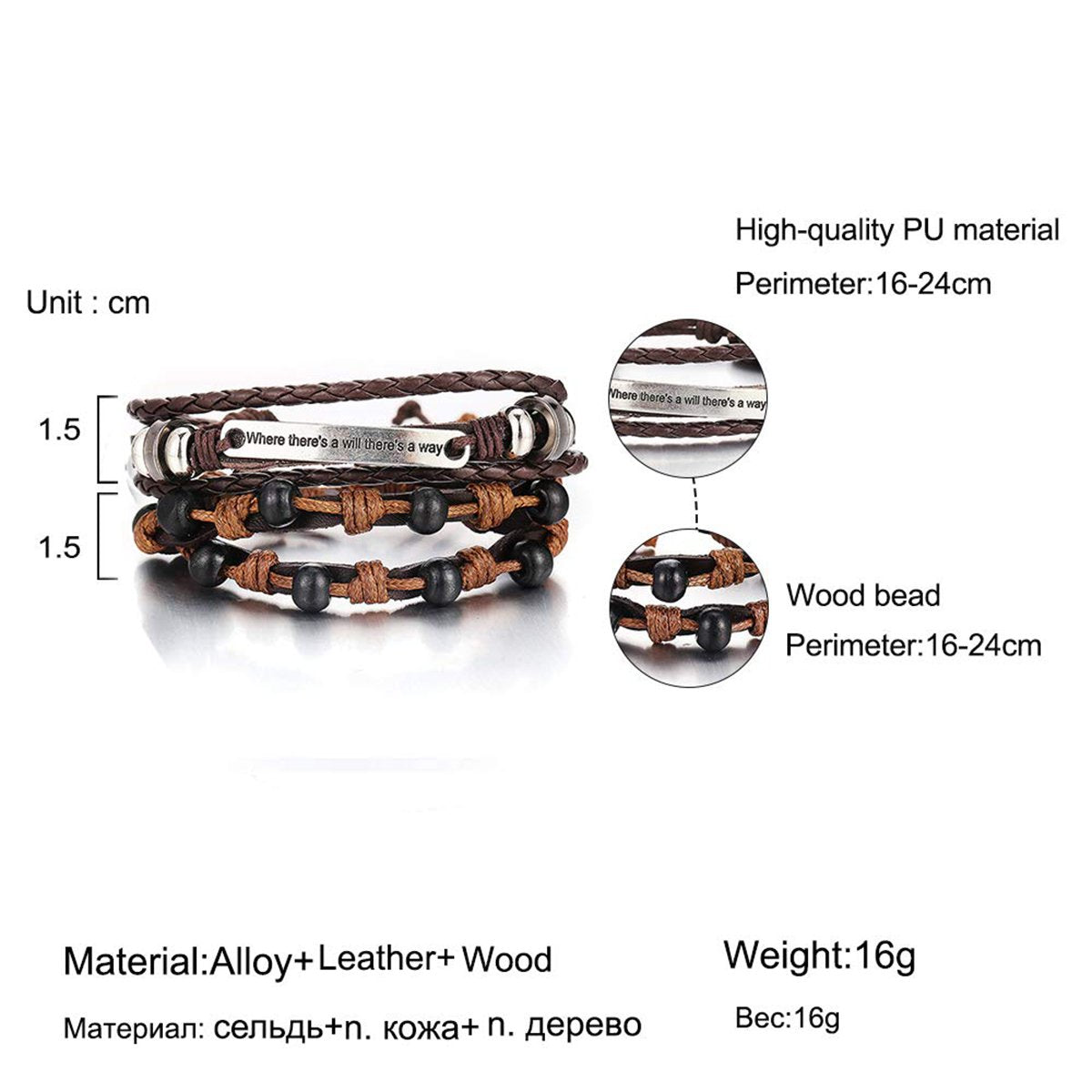 Layer Strand Beaded Braided Leather Wrist Band Wrap A Bracelet Bulk