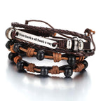 Layer Strand Beaded Braided Leather Wrist Band Wrap A Bracelet Bulk