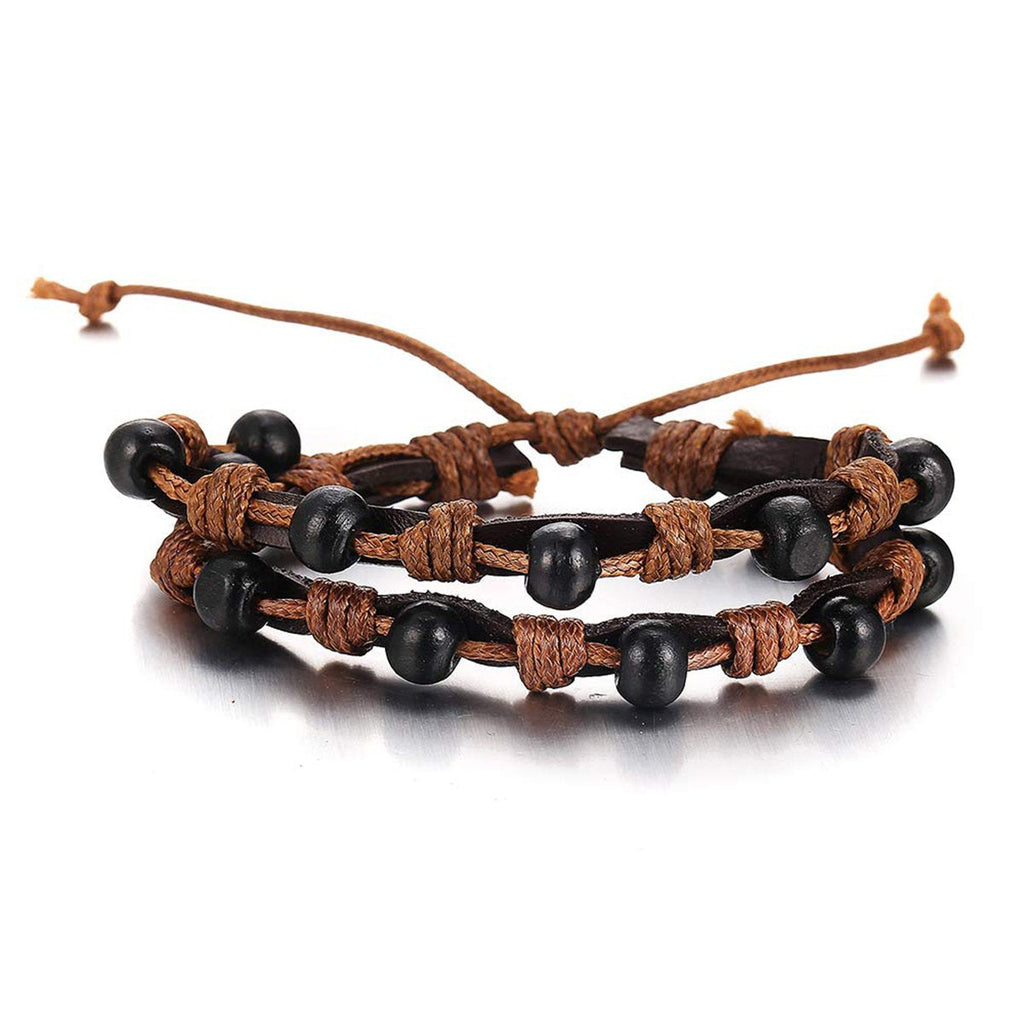 Layer Strand Beaded Braided Leather Wrist Band Wrap A Bracelet Bulk