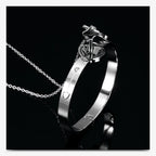 Key Lock Silver Stainless Steel Pendant Chain Kada Bangle Couple Set