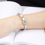 Key Lock Silver Stainless Steel Pendant Chain Kada Bangle Couple Set