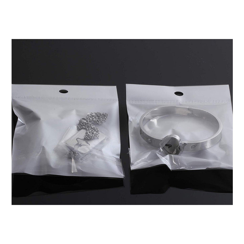 Key Lock Silver Stainless Steel Pendant Chain Kada Bangle Couple Set
