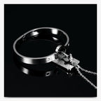 Key Lock Silver Stainless Steel Pendant Chain Kada Bangle Couple Set