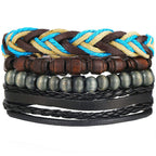 Tibetan Beaded Braided Leather Wrist Wrap A Band Strap Bracelet Bulk