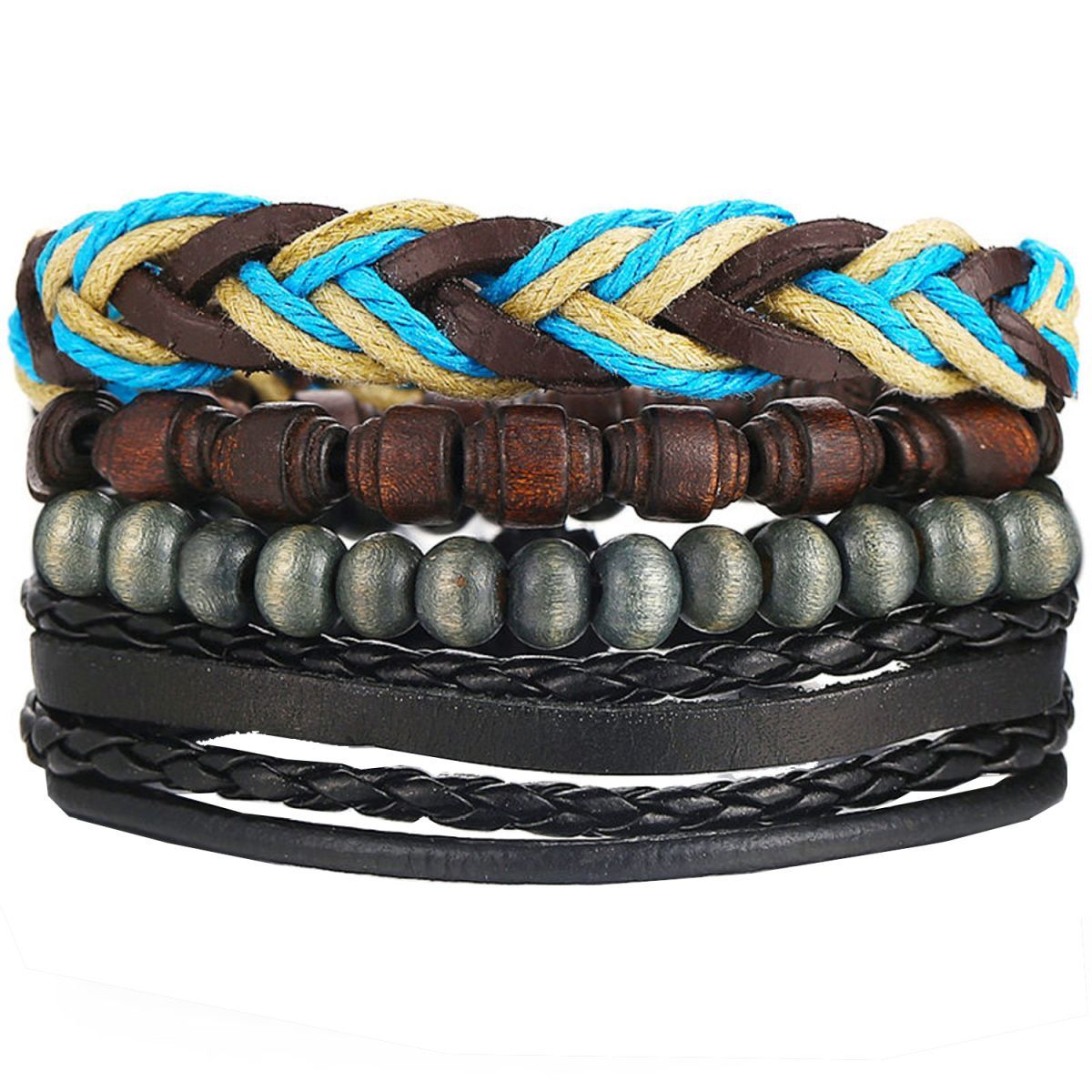 Tibetan Beaded Braided Leather Wrist Wrap A Band Strap Bracelet Bulk