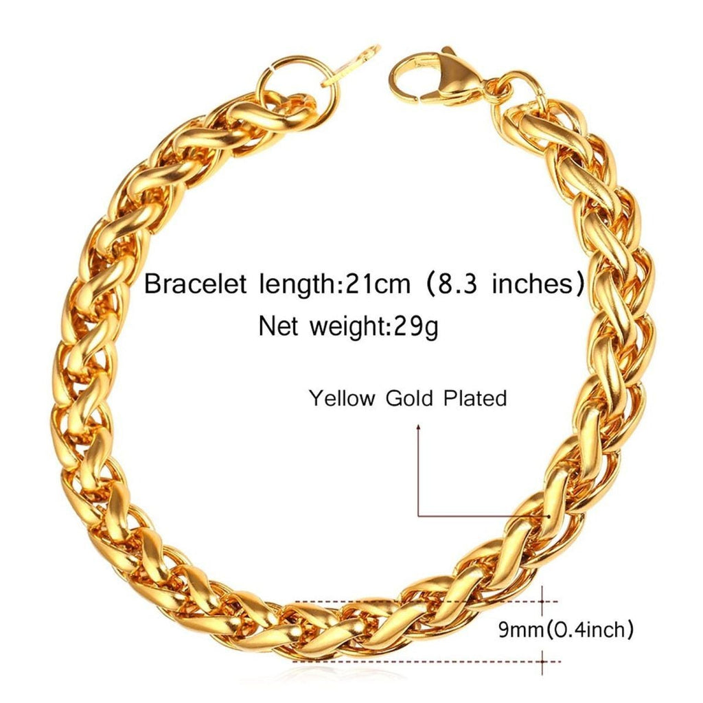 Spiga Franco 22K Gold 316L Stainless Steel Smooth Bracelet Bulk