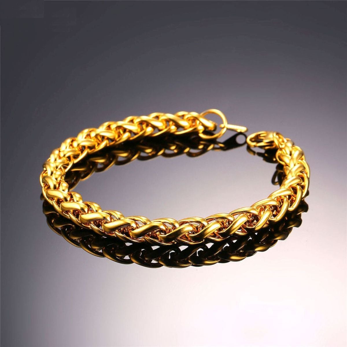 Spiga Franco 22K Gold 316L Stainless Steel Smooth Bracelet Bulk