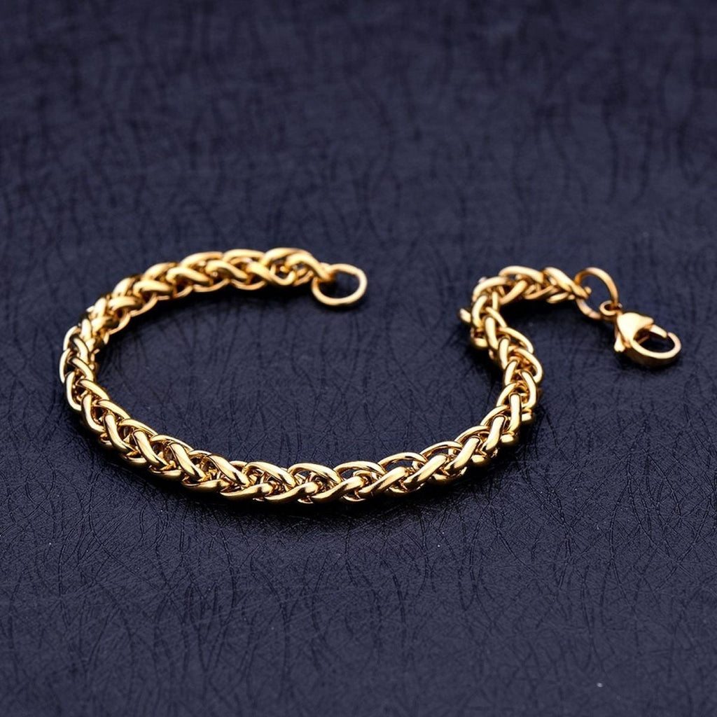 Spiga Franco 22K Gold 316L Stainless Steel Smooth Bracelet Bulk