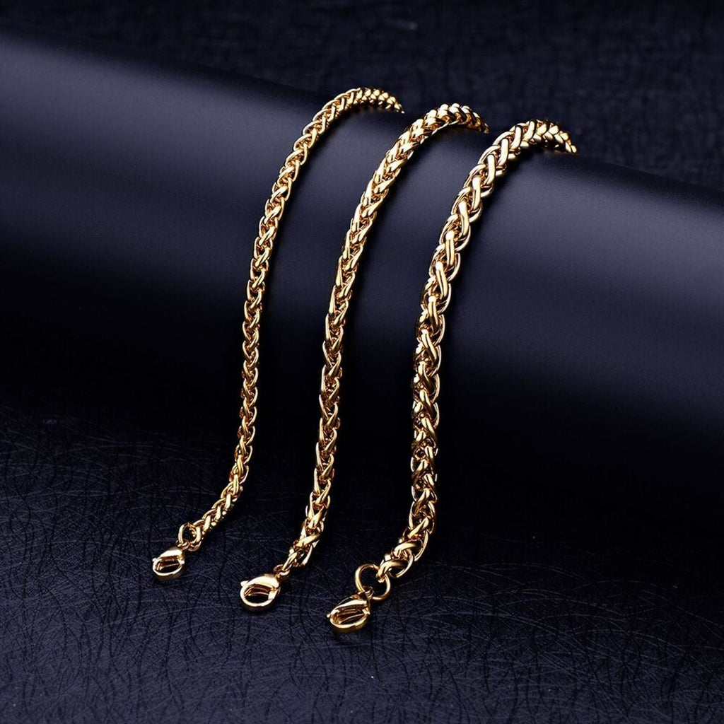 Spiga Franco 22K Gold 316L Stainless Steel Smooth Bracelet Bulk