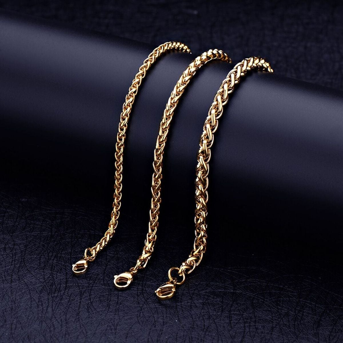 Spiga Franco 22K Gold 316L Stainless Steel Smooth Bracelet Bulk