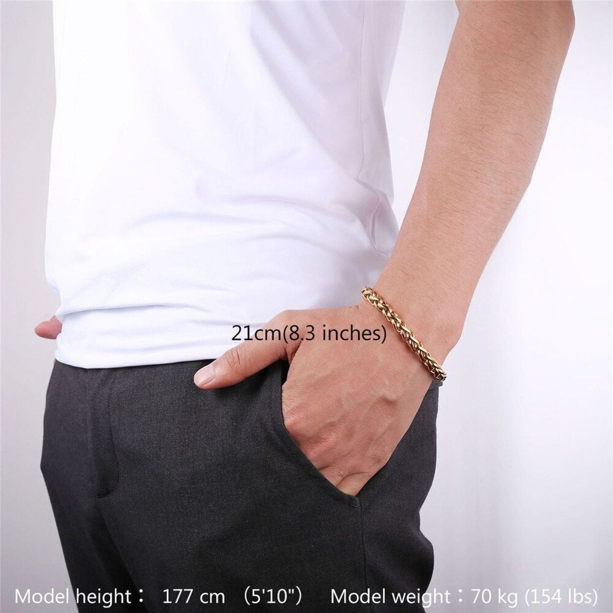 Spiga Franco 22K Gold 316L Stainless Steel Smooth Bracelet Bulk