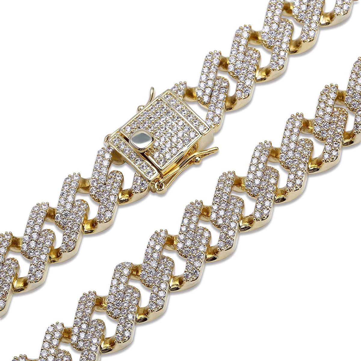 Curb Cuban Hip Hop Iced Out Links Gold Rhinestone Bracelet Men Bulk
