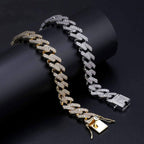 Curb Cuban Hip Hop Iced Out Links Silver Rhinestone Bracelet Men Bulk