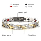 Gold Silver Stainless Steel Magnet Health Therapy Bio Energy Bracelet