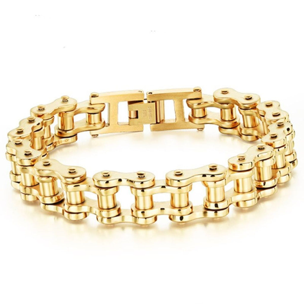 Biker Motorcycle Chain Gold Heavy 316L Stainless Steel Bracelet Bulk