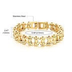 Biker Motorcycle Chain Gold Heavy 316L Stainless Steel Bracelet Bulk