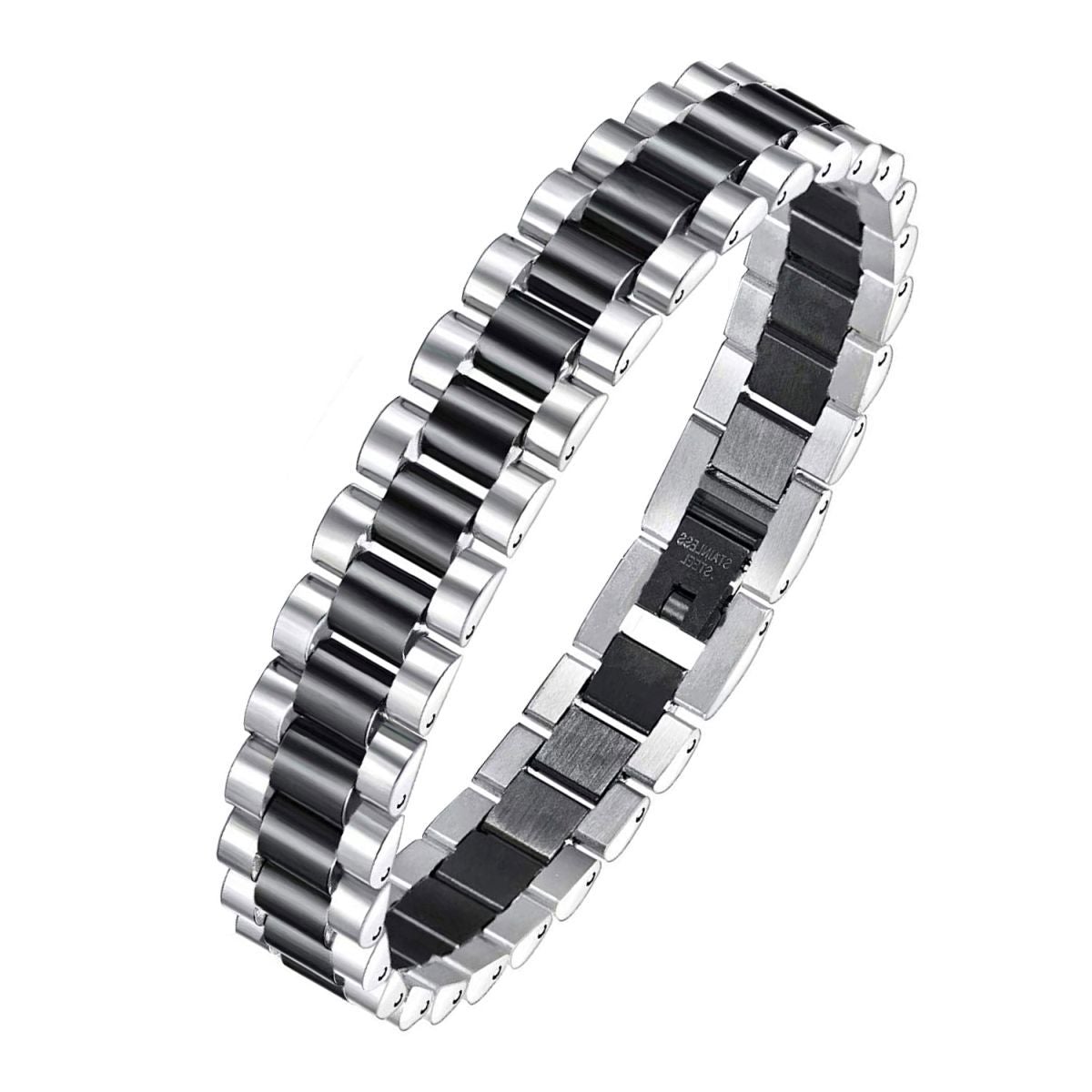 Luxury Watch Strap Silver Black 316L Stainless Steel Bracelet Men Bulk Main image