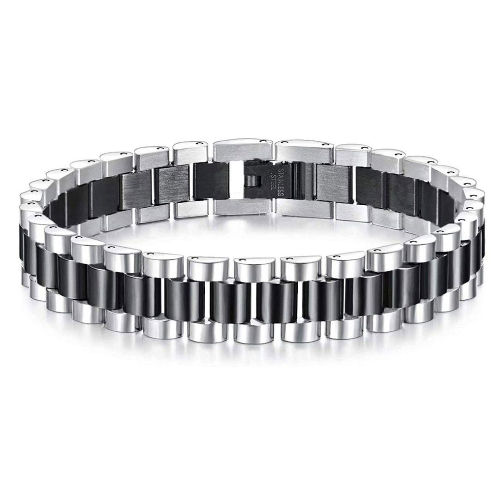 Luxury Watch Strap Silver Black 316L Stainless Steel Bracelet Men Bulk