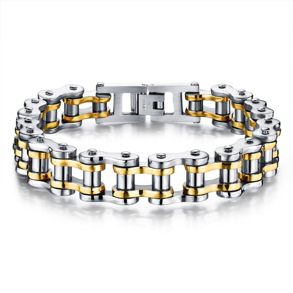 Biker Motorcycle Chain Gold Silver Heavy Stainless Steel Bracelet Bulk