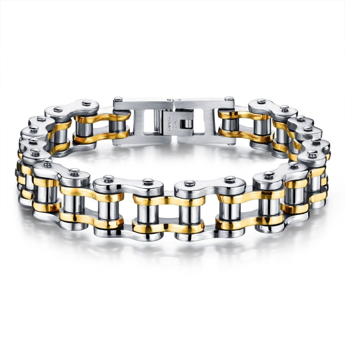 Biker Motorcycle Chain Gold Silver Heavy Stainless Steel Bracelet Bulk