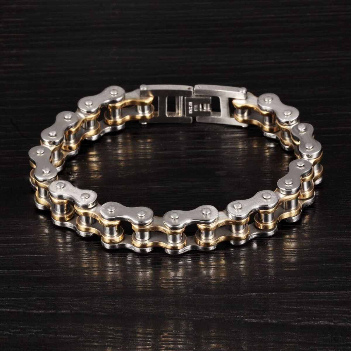 Biker Motorcycle Chain Gold Silver Heavy Stainless Steel Bracelet Bulk Main image