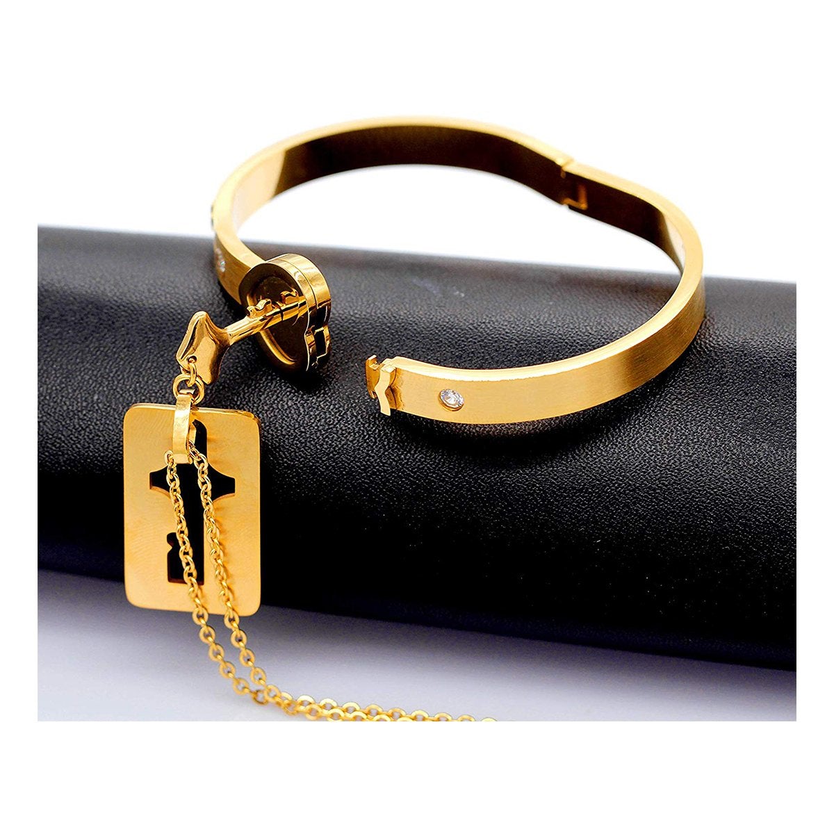 Lock Key Gold Stainless Steel Kada Bracelet Pendant Chain Combo Couple Main image
