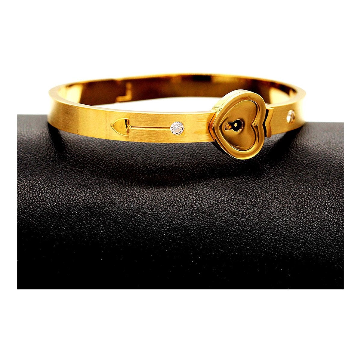 Lock Key Gold Stainless Steel Kada Bracelet Pendant Chain Combo Couple
