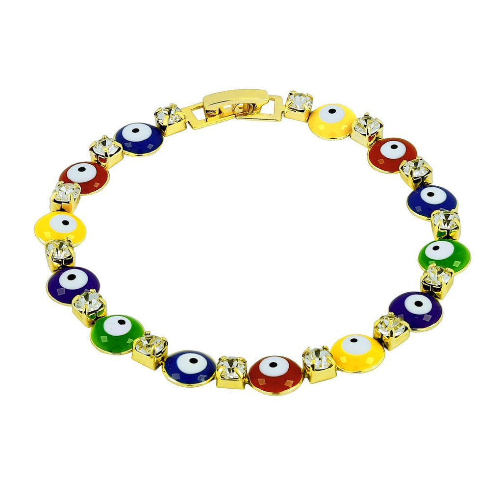 Turkish Evil Eye Multi Colour 18K Gold Bracelet For Women Bulk