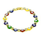 Turkish Evil Eye Multi Colour 18K Gold Bracelet For Women Bulk